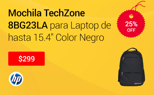 Mochila TechZone 8BG23LA para Laptop de hasta 15.4 Color Negro